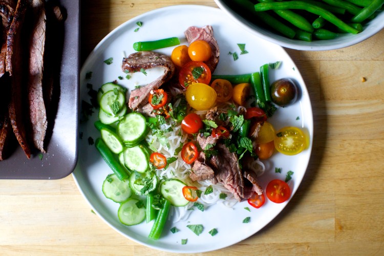 garlic lime steak and noodle salad